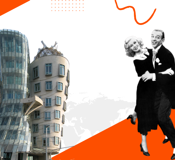 Prague Dancing House architecture inspired by Fred Astaire and Ginger Rogers