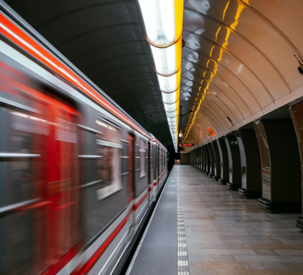 Public transportation in Prague showing the Prague Metro system