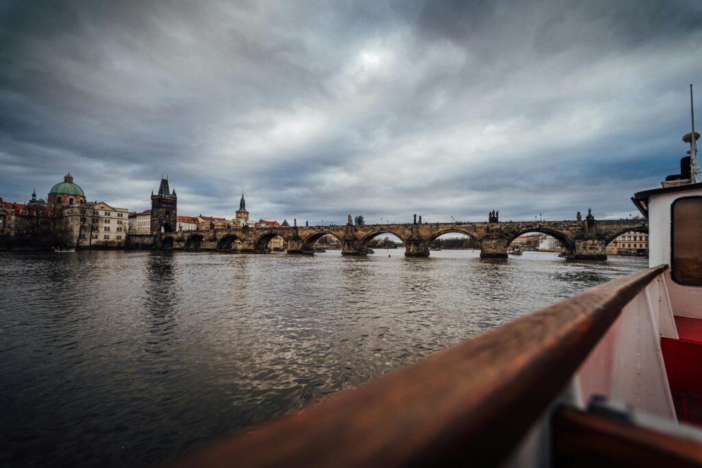 Charles Bridge in Prague connecting Old Town and Lesser Town near Prague Metro stations