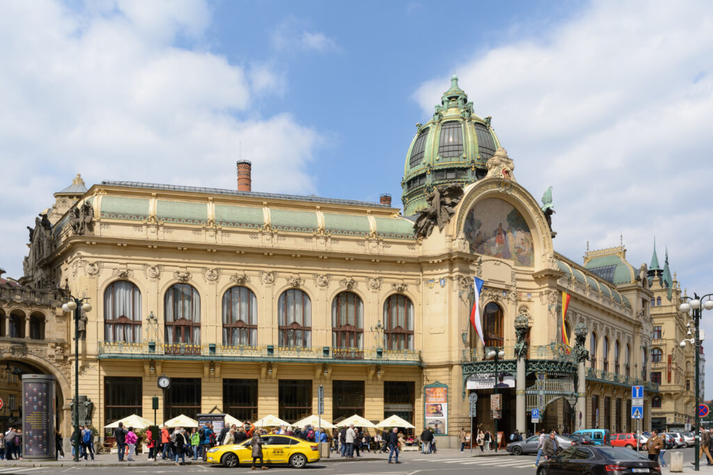 Municipal House Art Nouveau building in Prague near Namesti Republiky metro station