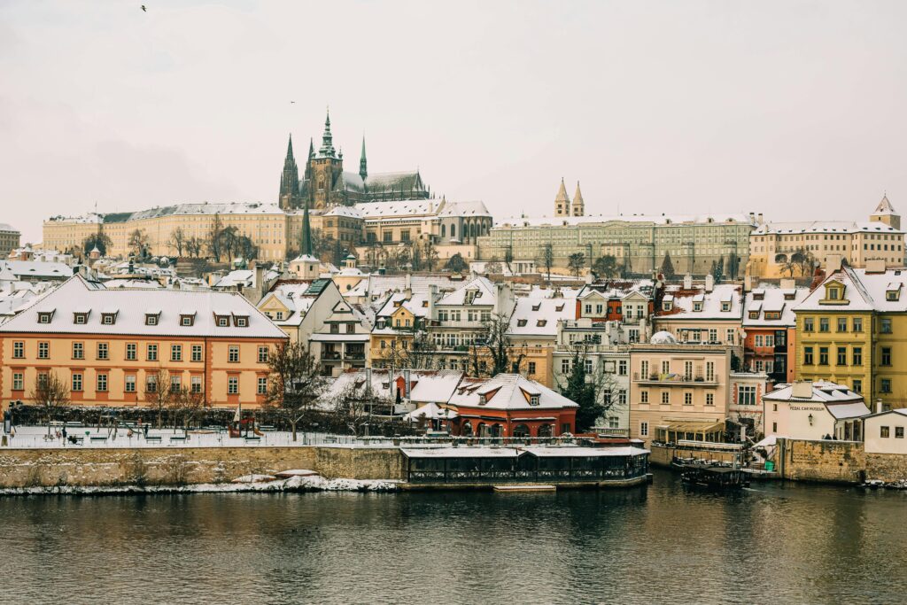 Prague Castle complex overlooking the city, a famous attraction reachable by Prague Metro