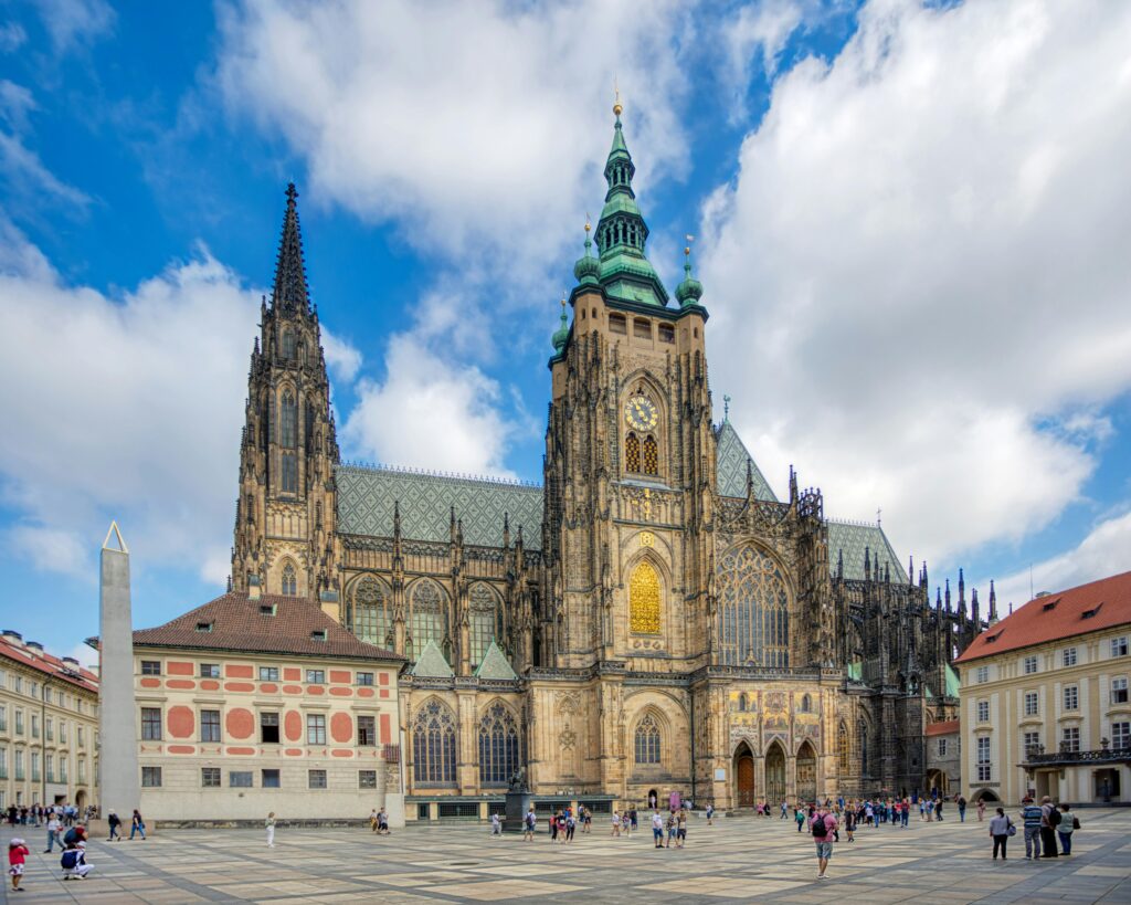 St Vitus Cathedral at Prague Castle showing one of the top attractions and sightseeing highlights in Prague