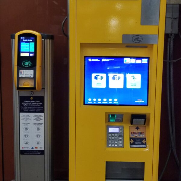 Metro ticket validation machine in Prague station