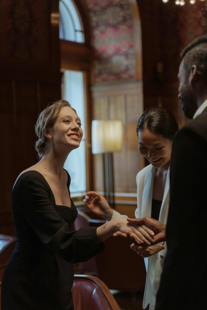 Local Etiquette: Greeting with a handshake in a social setting