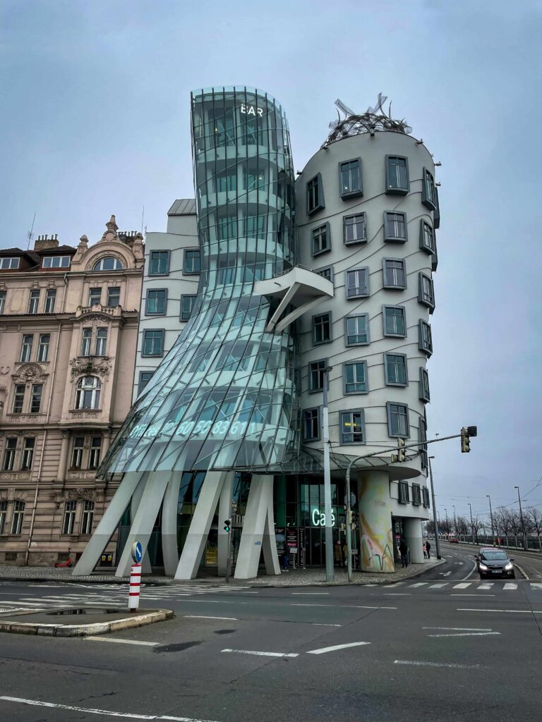 Prague Architecture featuring the iconic Dancing House modern building in Prague city center