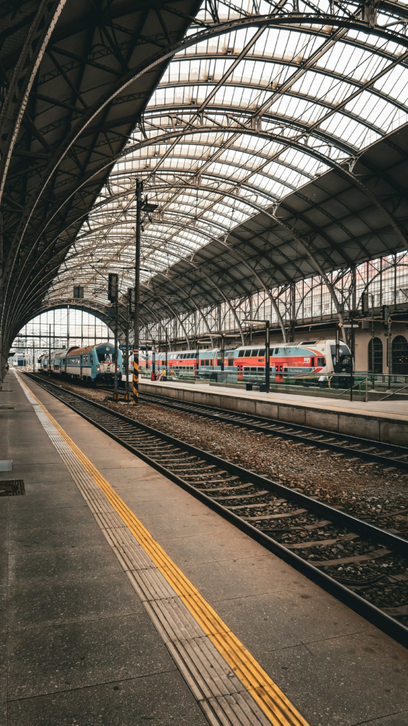 Train platforms inside Prague Main Railway Station (Praha hlavní nádraží)