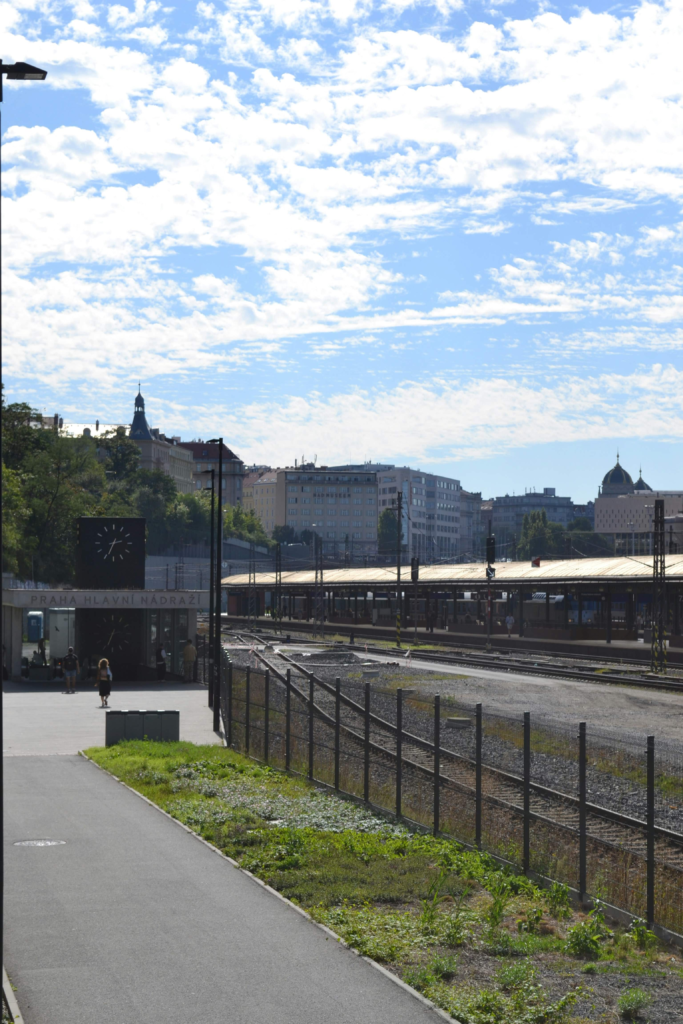 Exterior view of Praha hlavní nádraží railway station in Prague