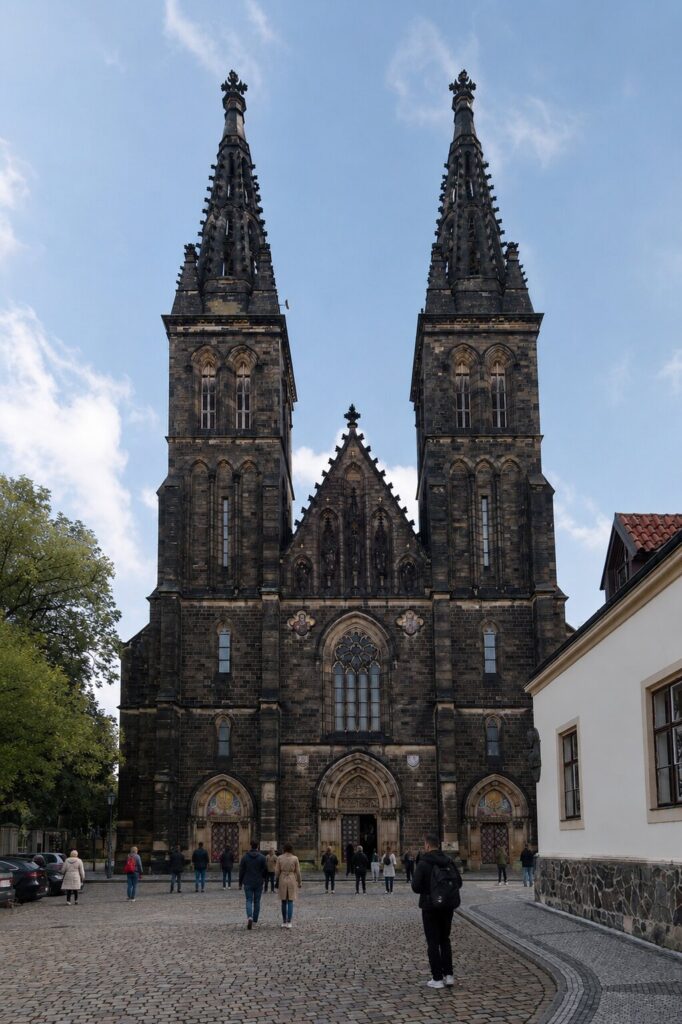 Prague Cathedrals featuring the Basilica of St. Peter and St. Paul in Vyšehrad Prague