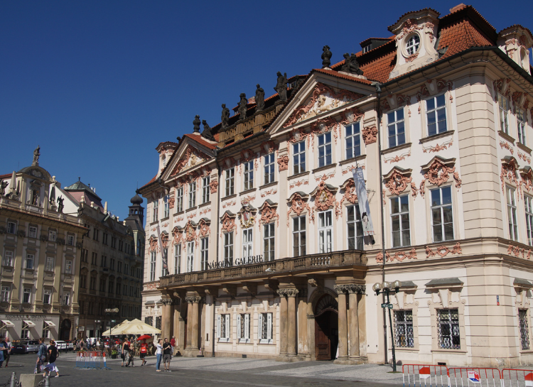 Kinsky Palace on Old Town Square, one of the best palaces in Prague and a masterpiece of Rococo architecture