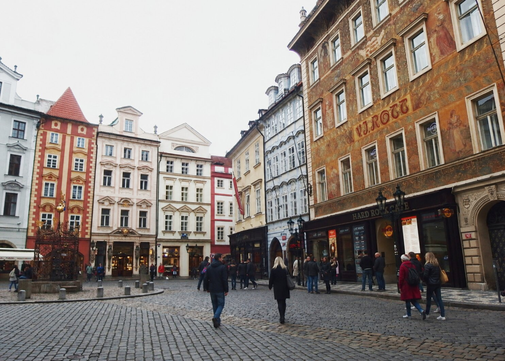 Malé náměstí near Old Town Square Prague featuring colorful historic buildings and a quiet cobblestone square