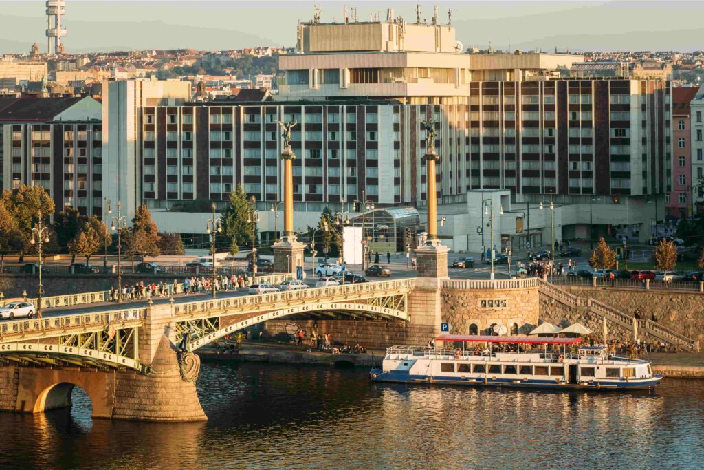Among Prague Bridges, Čech Bridge stands out for its Art Nouveau design and scenic riverfront setting.