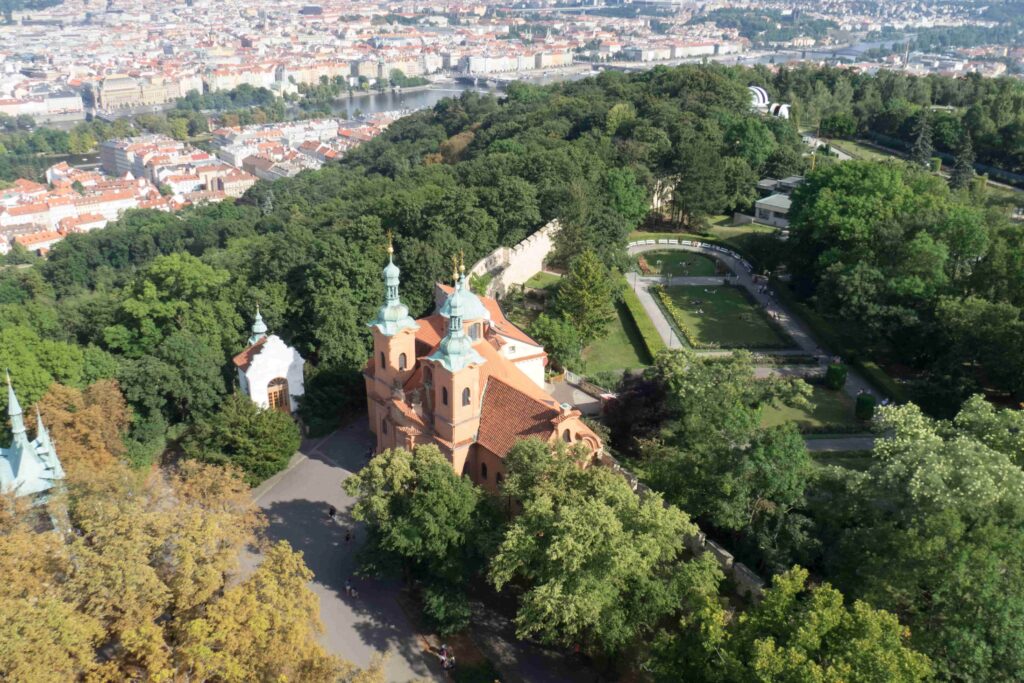Petřín Hill offers one of the best viewpoints for seeing Prague Bridges, the Vltava River, and Prague's historic skyline.