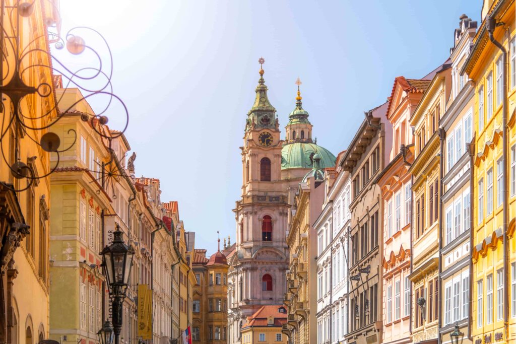 St. Nicholas Church Bell Tower on the Prague Cathedral Circuit in the heart of Malá Strana.