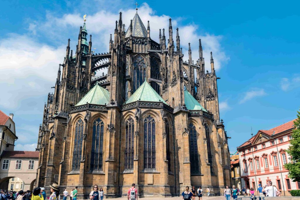 St. Vitus Cathedral on the Prague Cathedral Circuit, showcasing Gothic architecture inside Prague Castle.