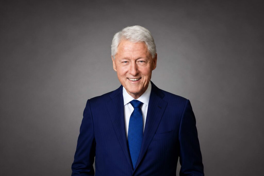 Famous People in Prague: Portrait of former U.S. President Bill Clinton, who visited Prague several times after the Velvet Revolution