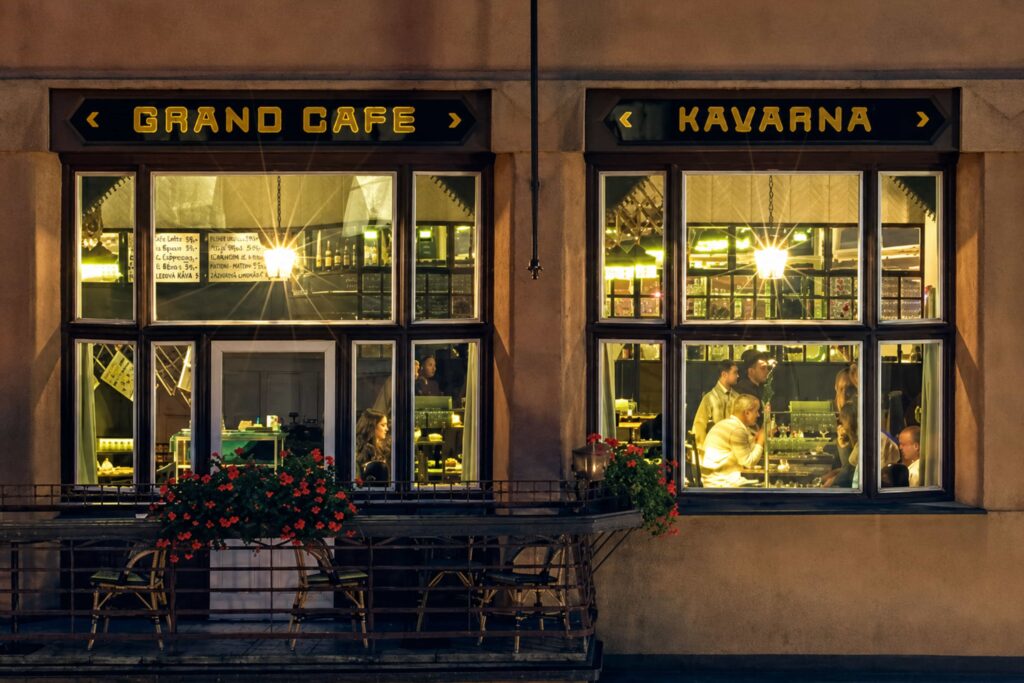 Prague Architecture – Grand Café Orient inside the House of the Black Madonna, a rare Cubist landmark featuring geometric design and one of the world's only surviving Cubist cafés