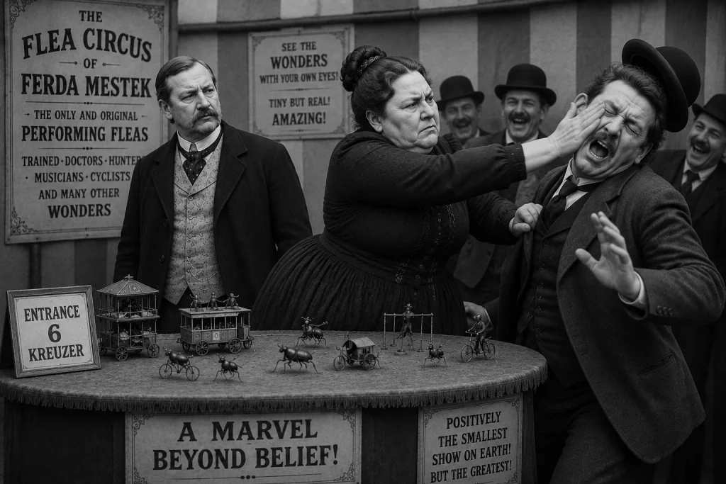 Ferda Mestek and Anna at the flea circus in Prague