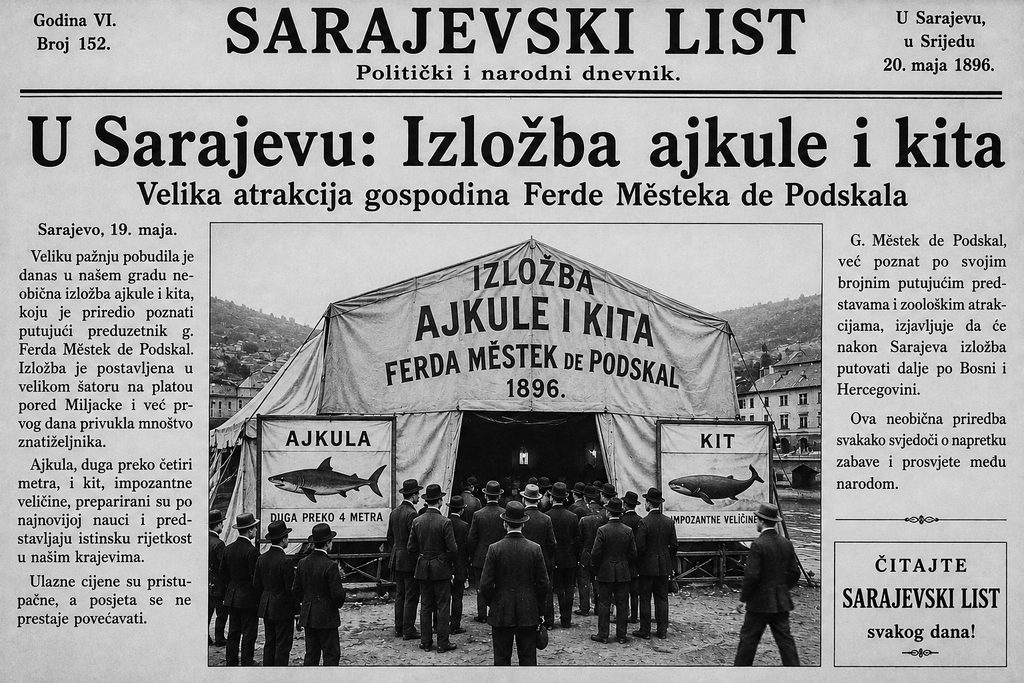 Ferda Mestek shark and whale exhibition in Bosnia in 1896