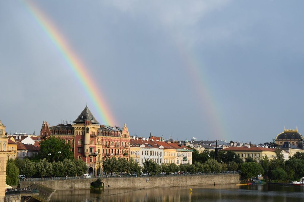 Prague water activities and seasonal outdoor recreation by the Vltava River