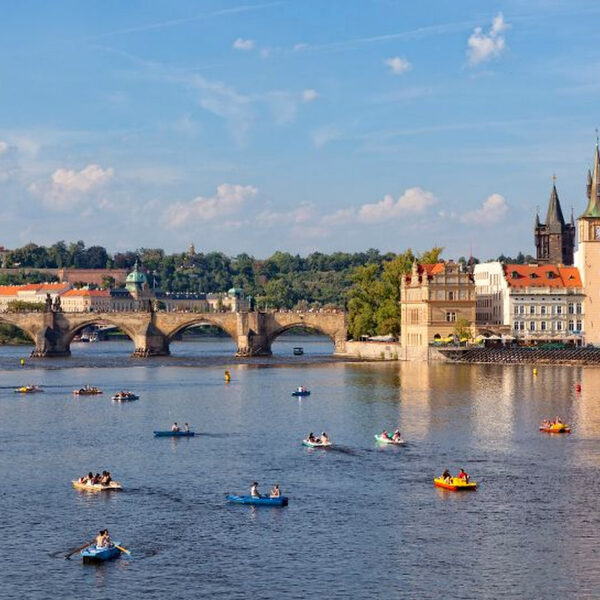 Prague water activities on the Vltava River with Charles Bridge