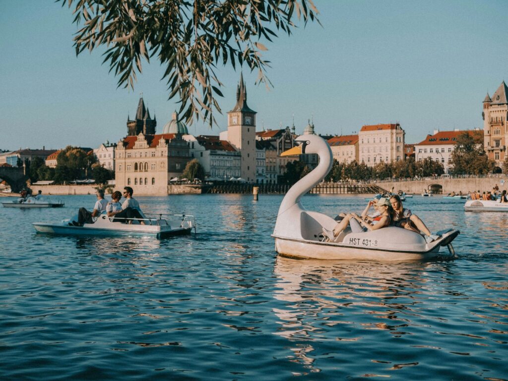Water Activities in Prague with pedal boats on the Vltava River