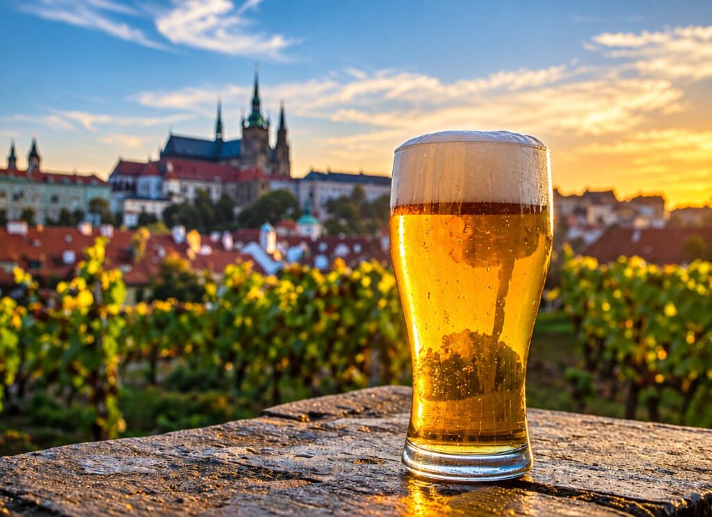 Prague food & beer experiences with Czech beer and Prague city views