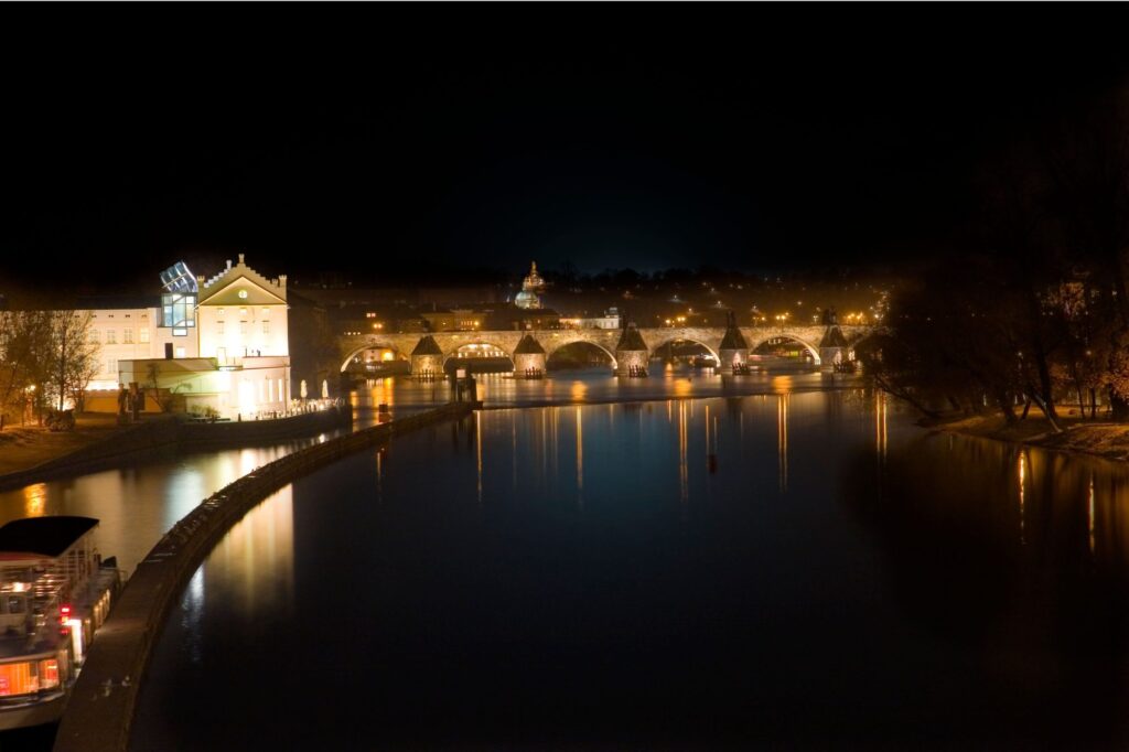bridge-night.jpg Prague Night Activities: Charles Bridge illuminated over the Vltava River