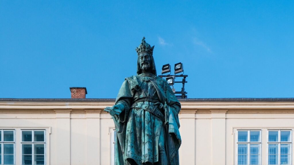 Statue of Charles IV, Holy Roman Emperor, representing Prague's historic figures